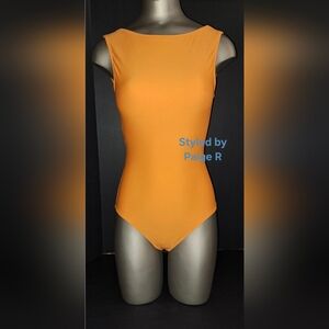 💕NWT SKIMS High Neck 1 One Piece Swimsuit Swim Suit 🍊 Orange TANGERINE XS